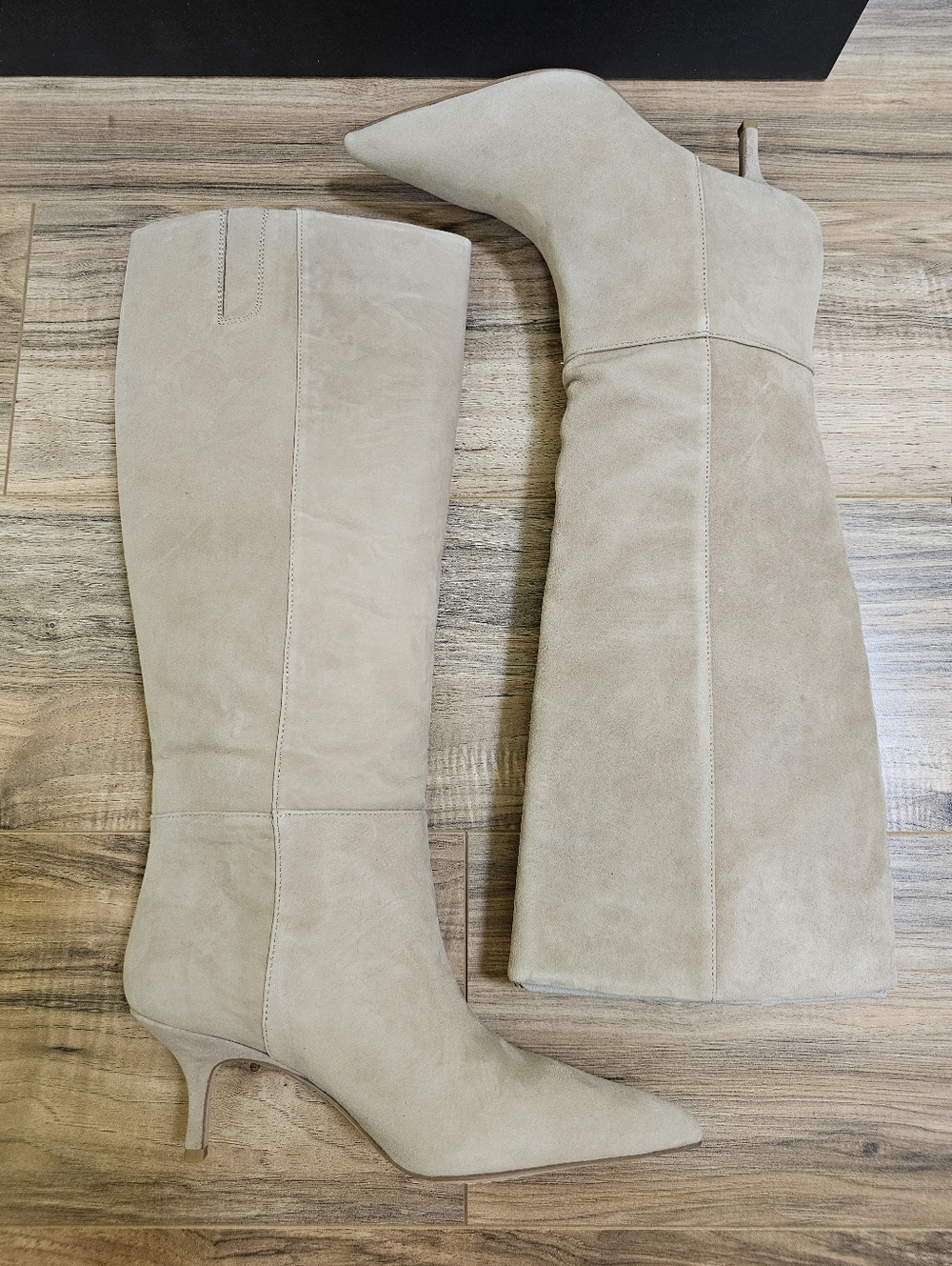 Vince Camuto Tan Suede Knee-High Pointed-Toe Boots - Picture 9 of 14